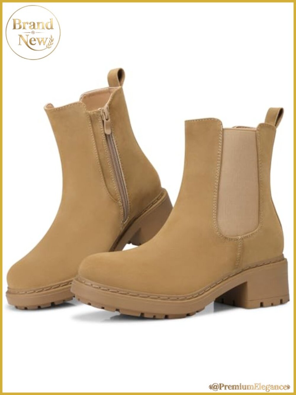 Faux Leather Chelsea Ankle Boots Chunky Platform Slip On Booties